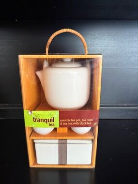 White Ceramic Tea Set with Tea Box